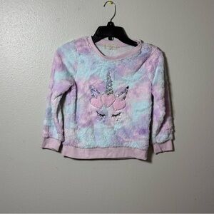 Btween Girls Kids‎ Unicorn Multicolor Faux Fur Pullover Sweater size 10.